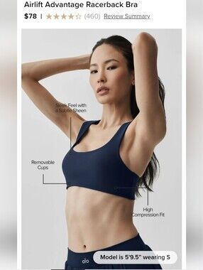 ALO Azure Blue High-Compression Scoop Sports Bra